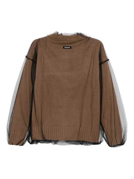 Cardigane MSGM Msgm Jersey Cardigan With Tulle Msgm Beige Femei (BM 19256868) 2