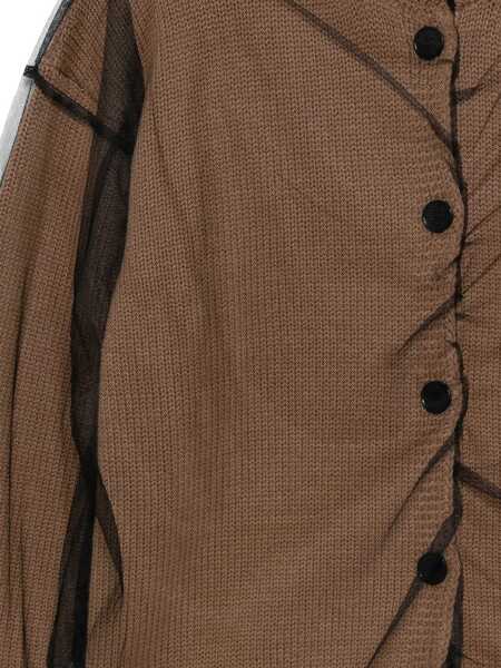 Cardigane MSGM Msgm Jersey Cardigan With Tulle Msgm Beige Femei (BM 19256868) 3