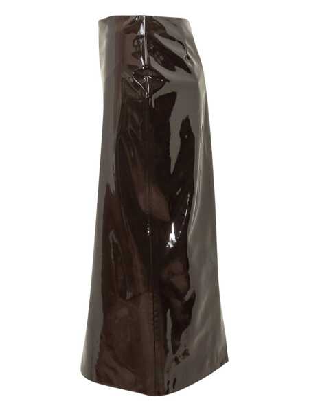 Fuste MSGM Msgm Msgm Patent Leather Midi Skirt BROWN Femei (BM 19257261) 2