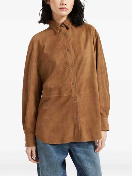 Camasi Brunello Cucinelli Brunello Cucinelli Suede Shirt BROWN Femei (BM 19257360) 3