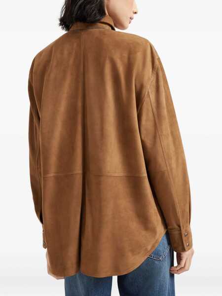 Camasi Brunello Cucinelli Brunello Cucinelli Suede Shirt BROWN Femei (BM 19257360) 4