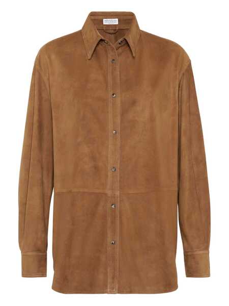Camasi Brunello Cucinelli Brunello Cucinelli Suede Shirt BROWN Femei (BM 19257360) 1