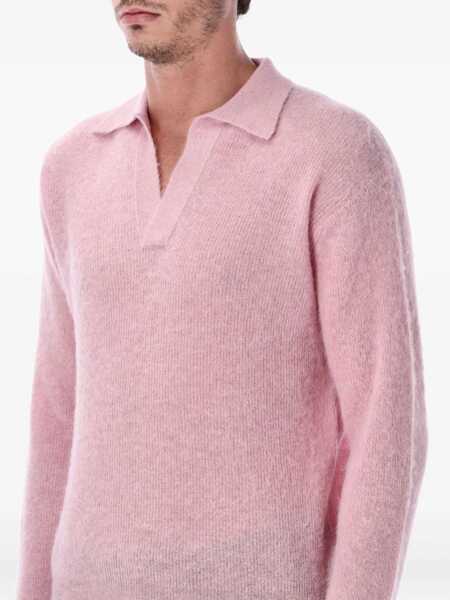Tricouri Polo AURALEE Auralee Baby Suri Alpaca Sheer Knit Skipper Polo PINK Barbati (BM 19257999) 3