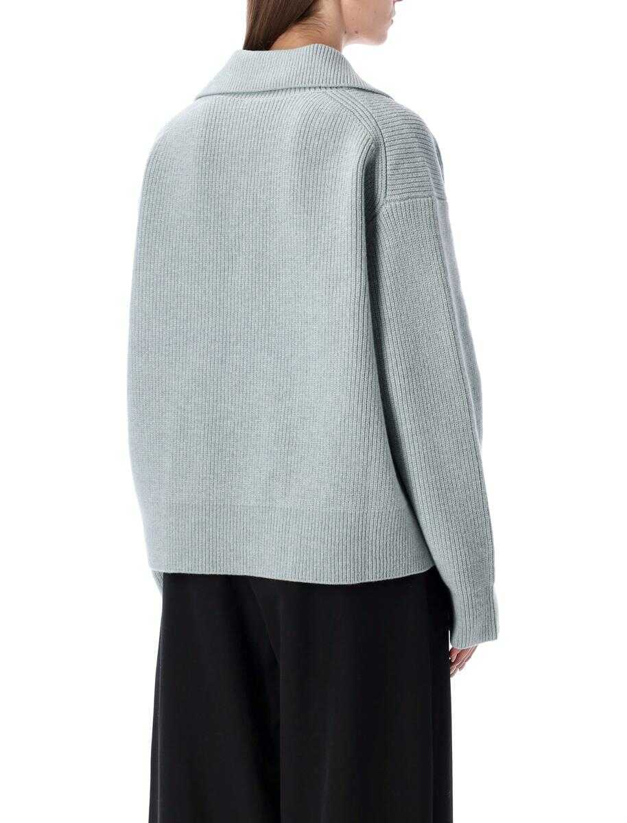 Tricouri Polo STUDIO NICHOLSON Studio Nicholson Nash Extrafine Merino Wool Polo Knit MIST LIGHT BLUE Femei (BM 19258089) 2