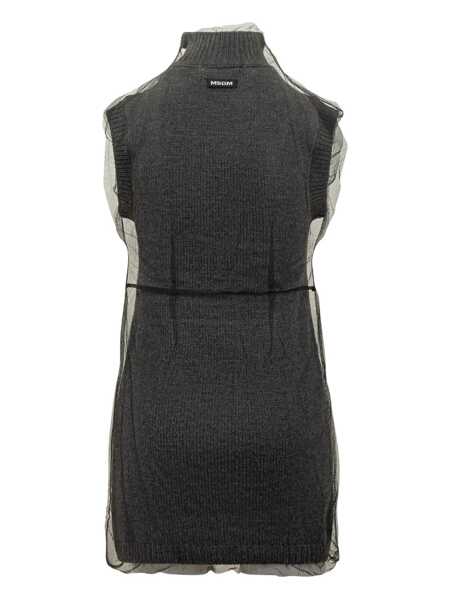 Rochii MSGM Msgm Sleeveless Jersey Dress With Tulle Msgm GREY Femei (BM 19258176) 2