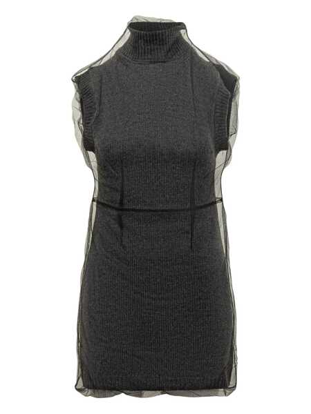 Rochii MSGM Msgm Sleeveless Jersey Dress With Tulle Msgm GREY Femei (BM 19258176) 1