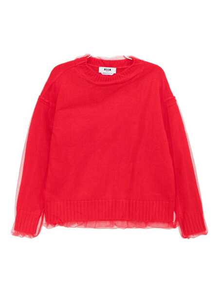 Cardigane MSGM Msgm Jersey Cardigan With Tulle Msgm RED Femei (BM 19258497) 1