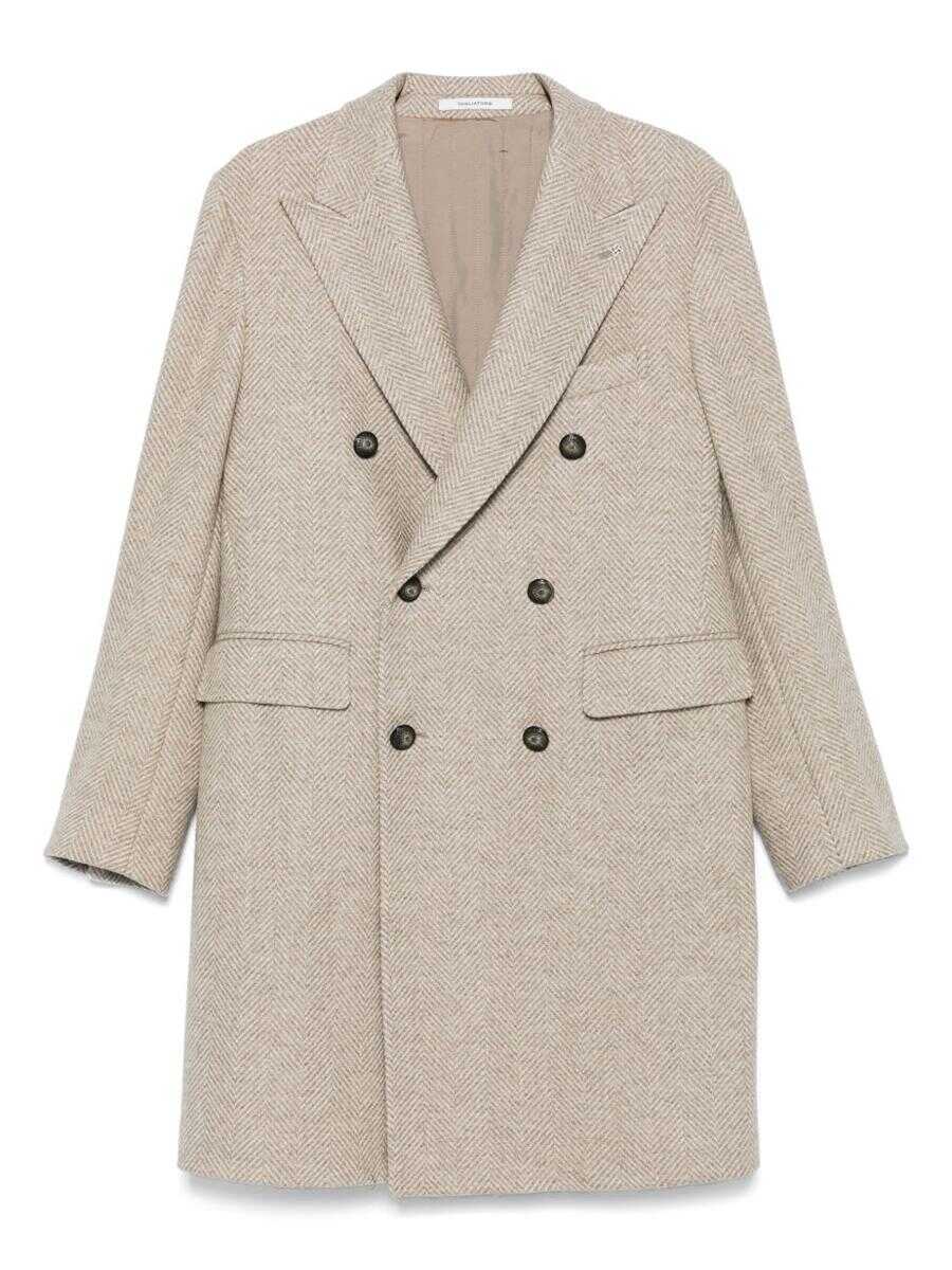 Paltoane Tagliatore Tagliatore Taupe Double-Breasted Wool Coat Grey Barbati (BM 19258548) 1