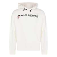 Bluze de trening Moncler Grenoble Hoodie With Logo Detail In White Cotton Barbati