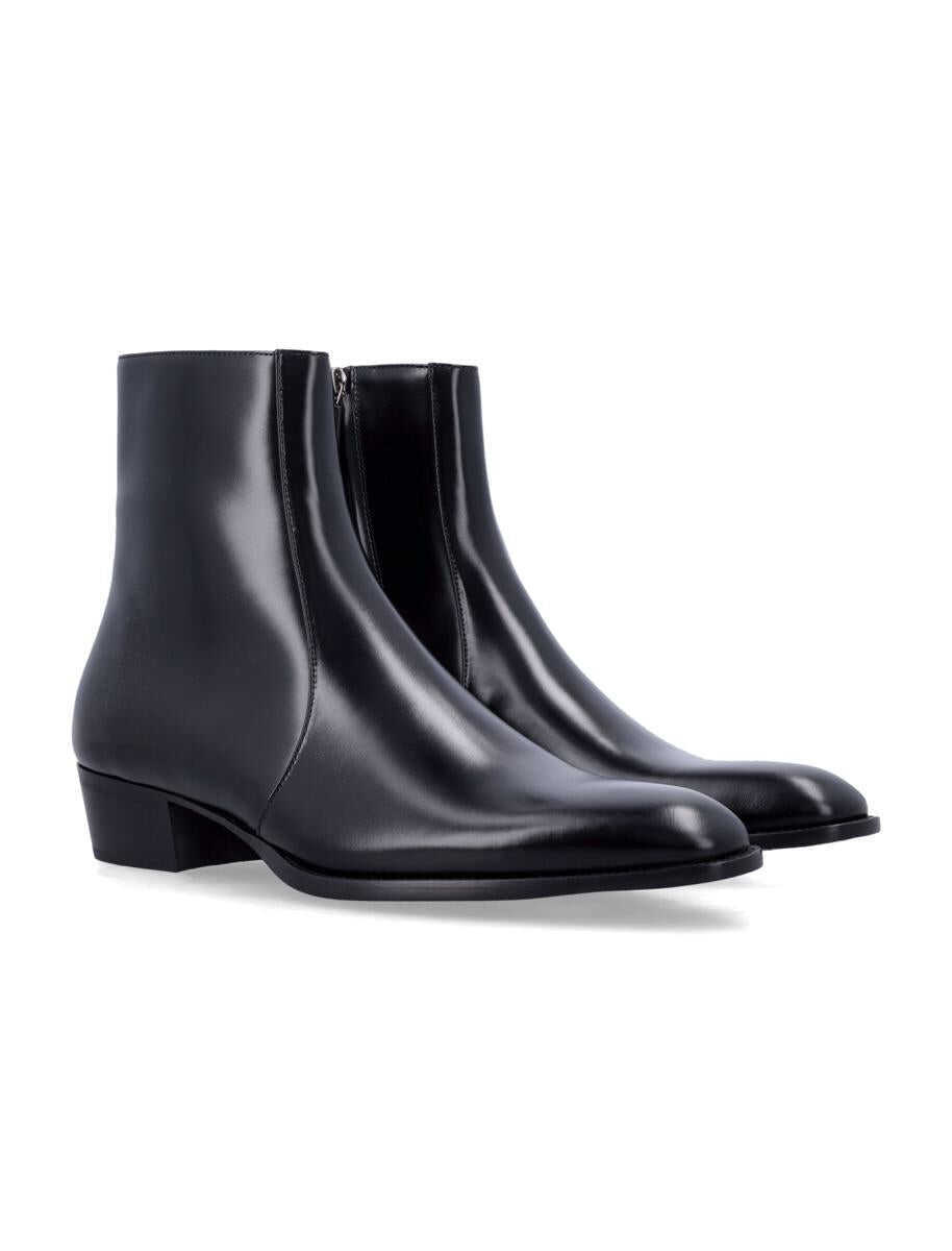 Bocanci Saint Laurent Saint Laurent Roman Leather Ankle Boots Black Barbati (BM 19258782) 2