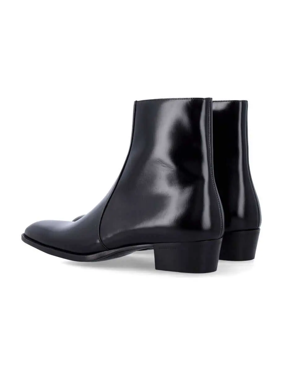 Bocanci Saint Laurent Saint Laurent Roman Leather Ankle Boots Black Barbati (BM 19258782) 3