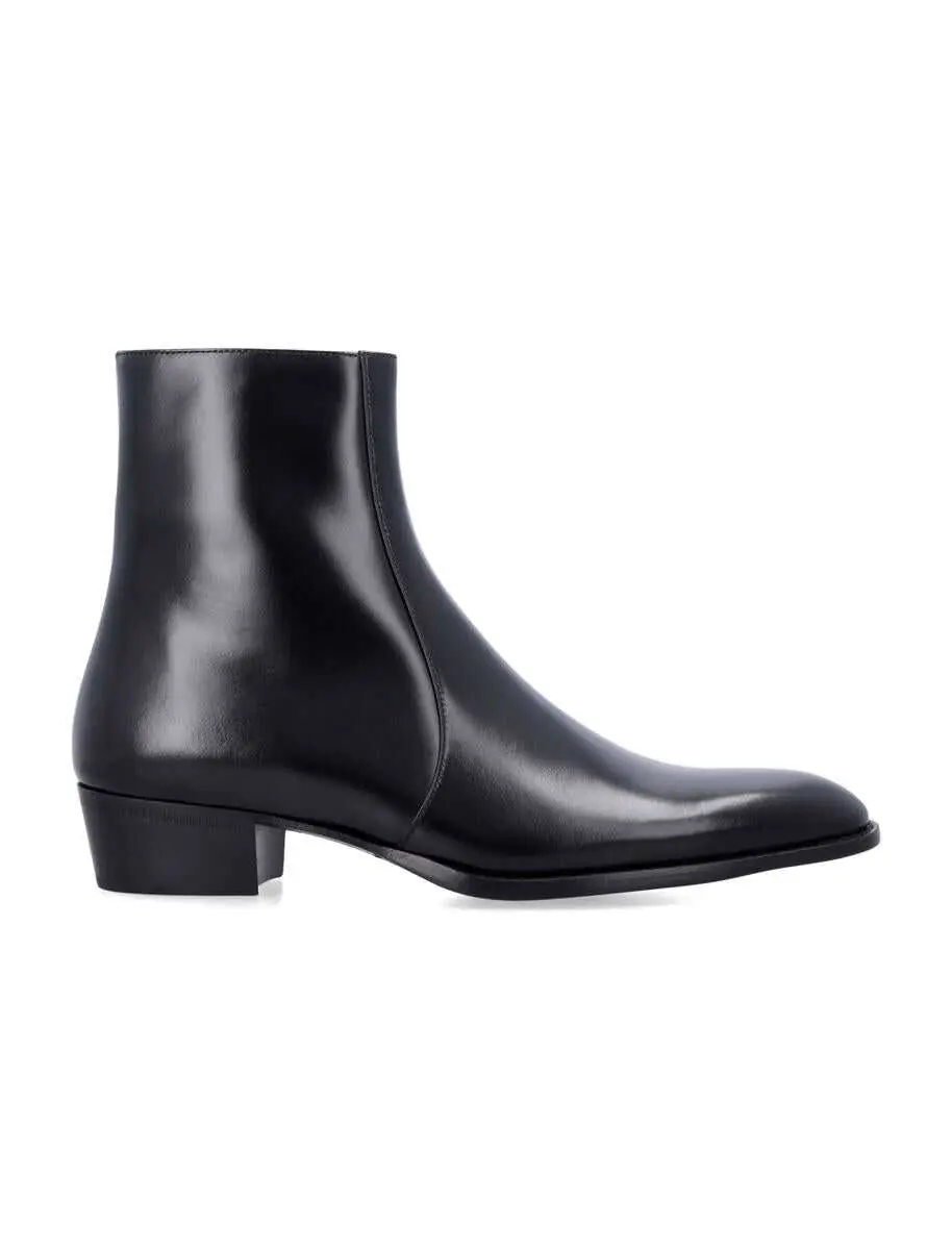 Bocanci Saint Laurent Saint Laurent Roman Leather Ankle Boots Black Barbati (BM 19258782) 1