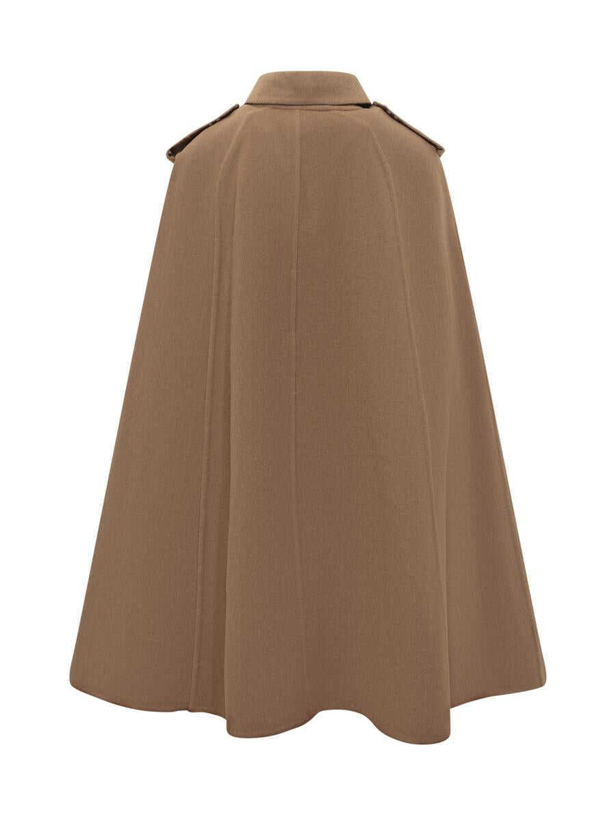 Geci Burberry Burberry Burberry Wool Cape With Camel Belt BROWN Femei (BM 19258791) 2