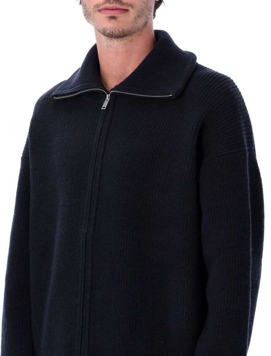 Cardigane STUDIO NICHOLSON Studio Nicholson Sandos Extrafine Merino Wool Zip Cardigan DARKEST NAVY Barbati (BM 19259184) 3