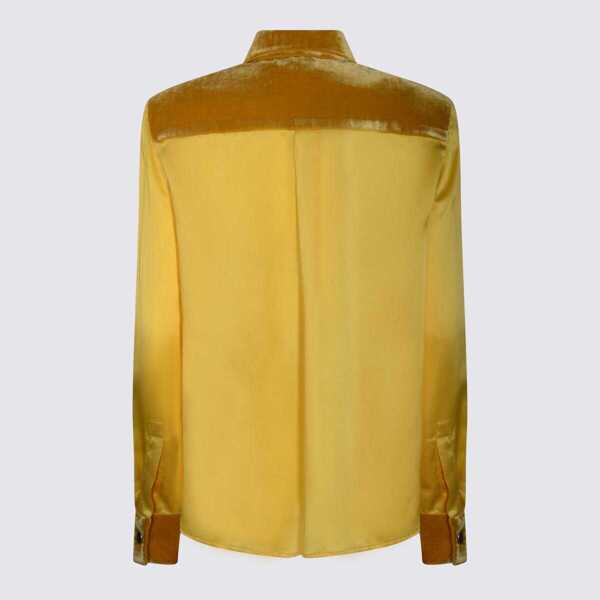 Camasi Roberto Cavalli Roberto Cavalli Yellow Silk Shirt Brown Femei (BM 19259325) 2