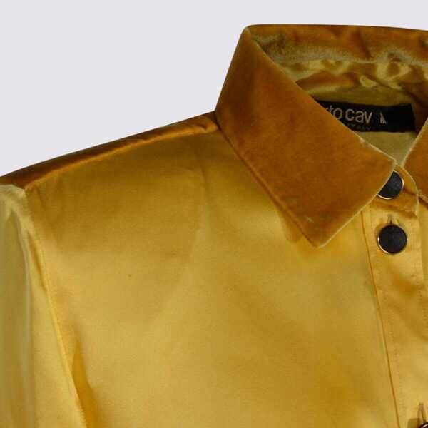 Camasi Roberto Cavalli Roberto Cavalli Yellow Silk Shirt Brown Femei (BM 19259325) 4
