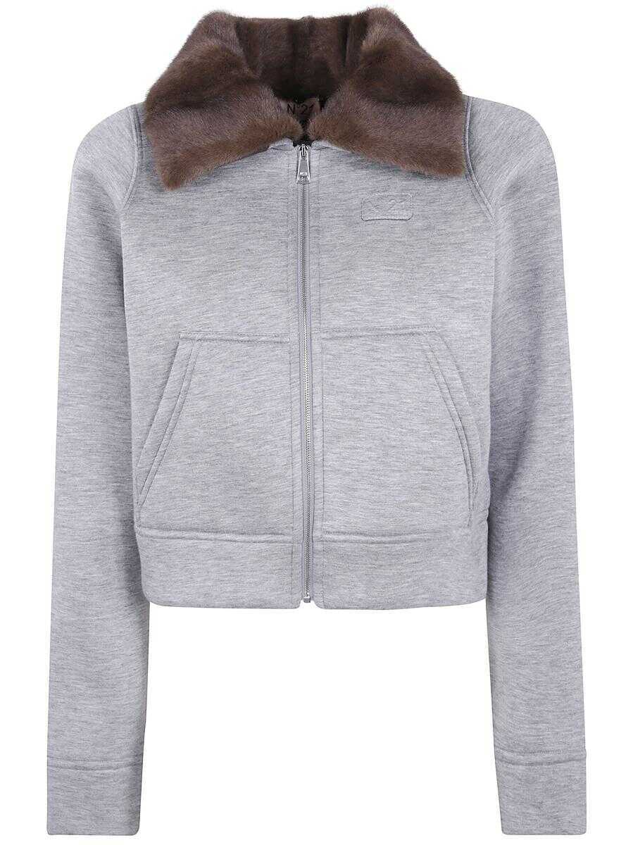 Pulovere N21 N21 Sweatshirt With Mink Collar Clothing GREY Femei (BM 19259451) 1