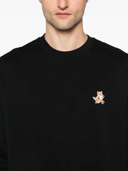 Bluze de trening MAISON KITSUN Black Hoodie With Speedy Fox Logo Patch On The Front In Cotton Man Black Barbati (BM 19259484) 5