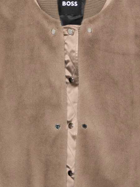 Bomber jacket Hugo Boss Boss Wool Blend Bomber Jacket With Satin Inserts Boss Beige Femei (BM 19259499) 3