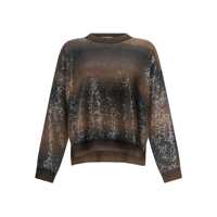 Pulovere Liu Jo Brown Crew-Neck Sweater With Rhinestones Femei