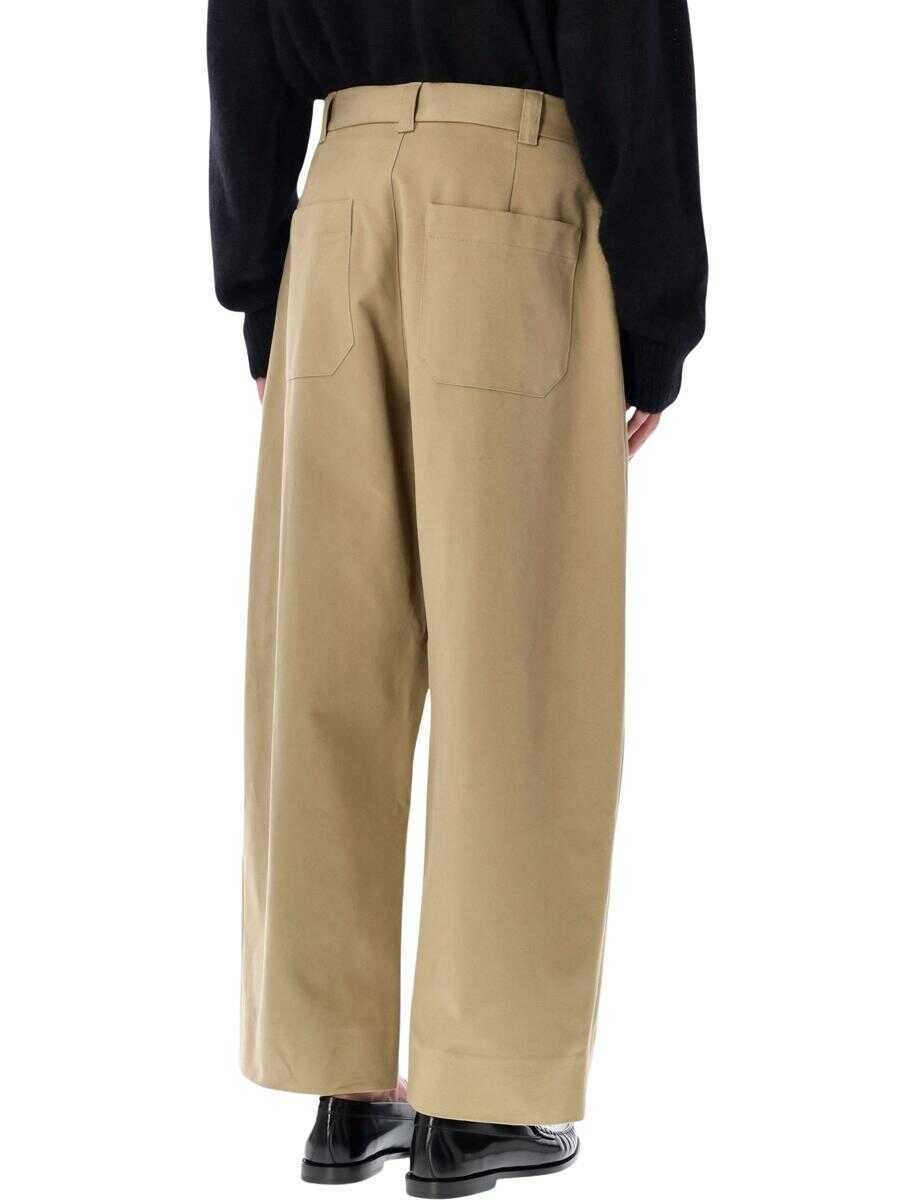 Pantaloni STUDIO NICHOLSON Studio Nicholson Wide-Leg Peached Cotton Sorte Trousers Brown Barbati (BM 19259835) 2