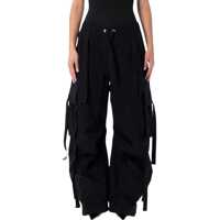 Pantaloni casual Dolce & Gabbana Black Waxed Faille Cargo Trousers Femei