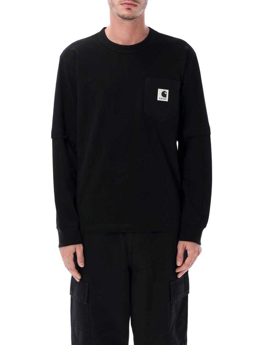 Tricouri Sacai Sacai Cotton Jersey Long-Sleeve T-Shirt Black Femei (BM 19260192) 1