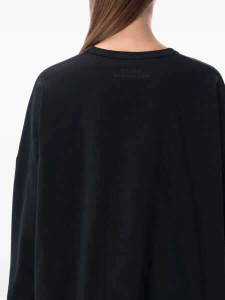 Tricouri STUDIO NICHOLSON Studio Nicholson Loop Cotton Jersey Long Sleeve T-Shirt Black Femei (BM 19260198) 3