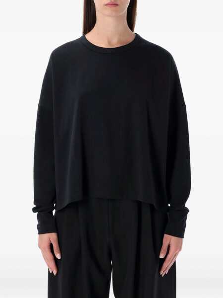 Tricouri STUDIO NICHOLSON Studio Nicholson Loop Cotton Jersey Long Sleeve T-Shirt Black Femei (BM 19260198) 1