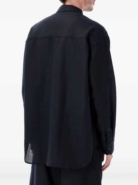 Camasi STUDIO NICHOLSON Studio Nicholson Oversized Wool Navy Blue Shirt DARKEST NAVY Barbati (BM 19260291) 2