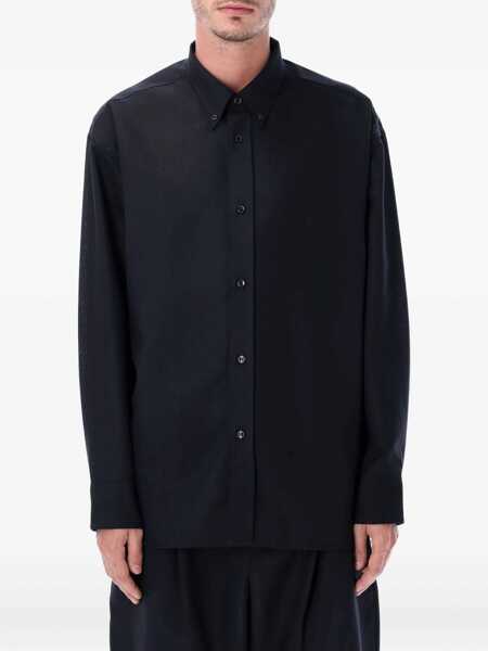 Camasi STUDIO NICHOLSON Studio Nicholson Oversized Wool Navy Blue Shirt DARKEST NAVY Barbati (BM 19260291) 1