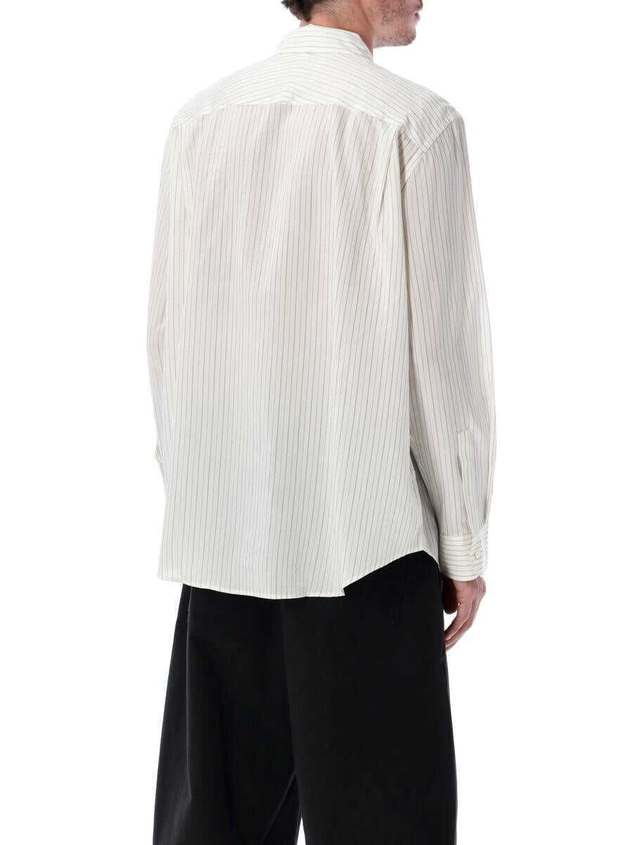 Camasi STUDIO NICHOLSON Studio Nicholson View Striped Silk Shirt ECRU BLACK Barbati (BM 19260366) 2