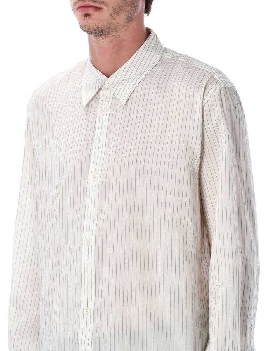 Camasi STUDIO NICHOLSON Studio Nicholson View Striped Silk Shirt ECRU BLACK Barbati (BM 19260366) 3