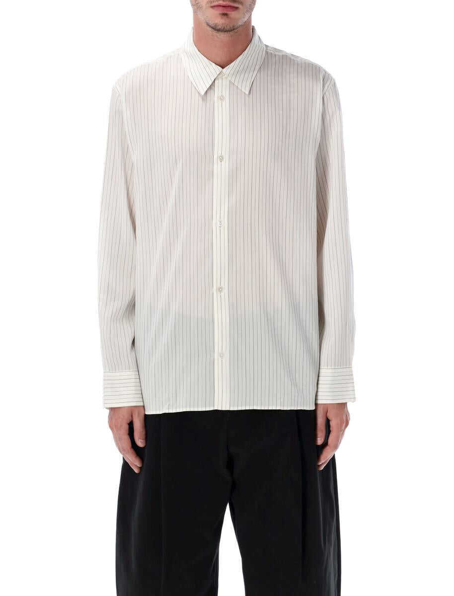 Camasi STUDIO NICHOLSON Studio Nicholson View Striped Silk Shirt ECRU BLACK Barbati (BM 19260366) 1