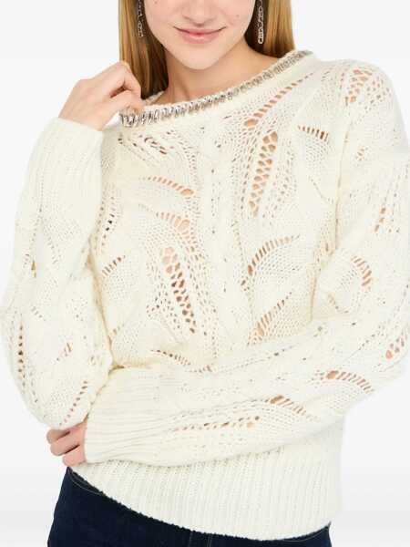 Pulovere Liu Jo Liu Jo White Sweater With Knitted Pattern WHITE Femei (BM 19260405) 5