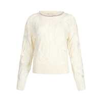 Pulovere Liu Jo White Sweater With Knitted Pattern Femei