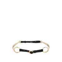 Curele Rabanne Black Belt In Leather With Gold Accessoires Femei