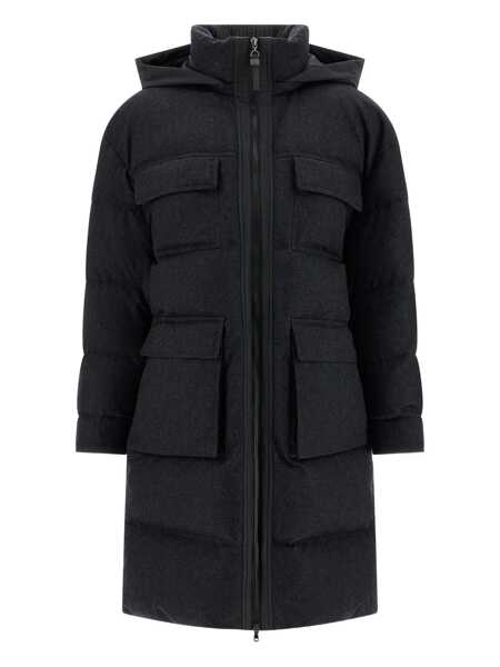 Geci de iarna Brunello Cucinelli Brunello Cucinelli Shiny Zipper Pull Long Down Jacket GRAY Femei (BM 19260717) 2