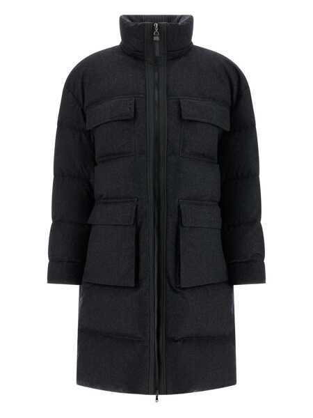 Geci de iarna Brunello Cucinelli Brunello Cucinelli Shiny Zipper Pull Long Down Jacket GRAY Femei (BM 19260717) 1