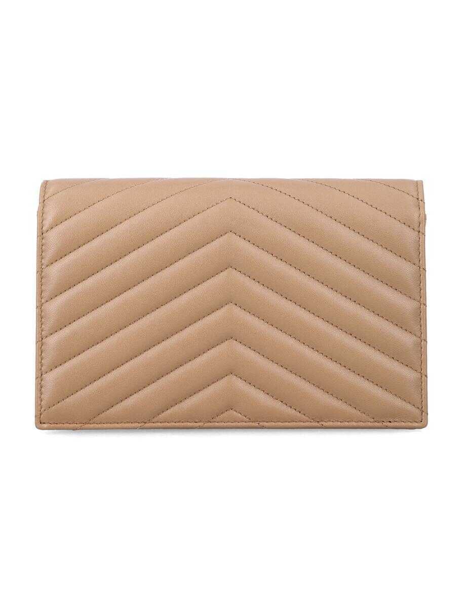 Portofele Saint Laurent Saint Laurent Cassandre Lambskin Chain Wallet NATURAL TAN Femei (BM 19260747) 3
