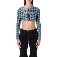 Cardigane Diesel Blue Cropped Houndstooth Cardigan Femei
