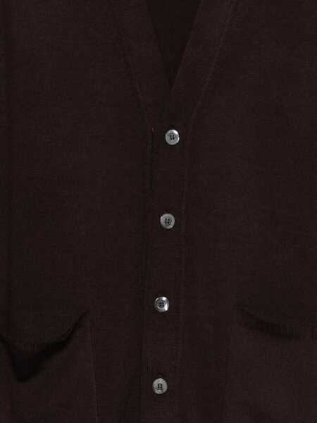 Pulovere Alpha Studio Alpha Studio Brown Knitted Vest With V-Neck BROWN Barbati (BM 19261113) 3