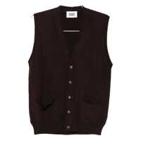 Pulovere Alpha Studio Brown Knitted Vest With V-Neck Barbati
