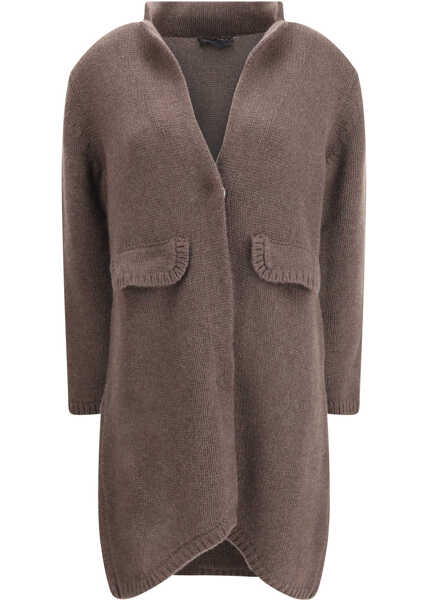 Pulovere EllA Semi-long Sweater with a front hook-and-eye closure FONDENTE Femei (BM 19262012) 1