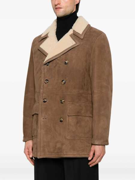 Paltoane VALSTAR Benjamin double-breasted shearling Peacoat GREGE/NATURALE Barbati (BM 19262102) 3