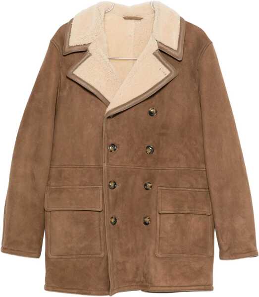 Paltoane VALSTAR Benjamin double-breasted shearling Peacoat GREGE/NATURALE Barbati (BM 19262102) 1