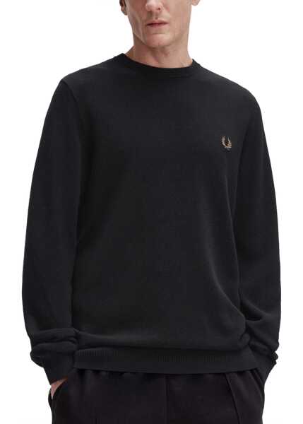 Pulovere Fred Perry Pique Sweater With Logo BLACK Barbati (BM 19262327) 2