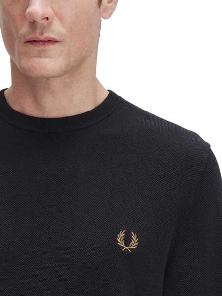 Pulovere Fred Perry Pique Sweater With Logo BLACK Barbati (BM 19262327) 3