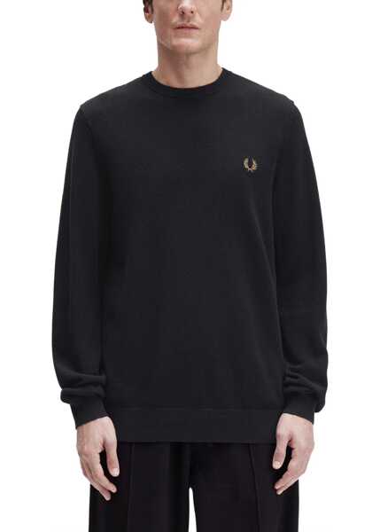 Pulovere Fred Perry Pique Sweater With Logo BLACK Barbati (BM 19262327) 1