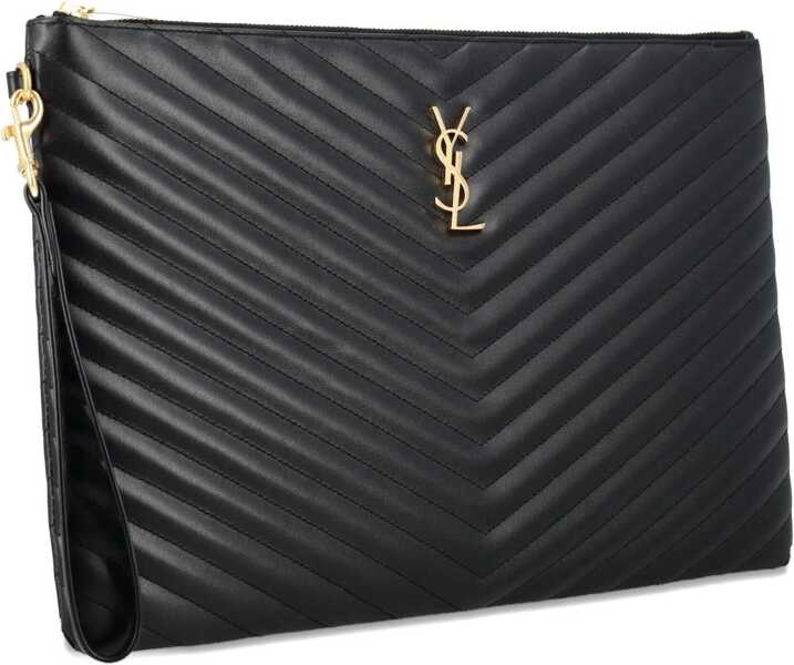 Genti de mana Saint Laurent Cassandre Leather Pouch BLACK Femei (BM 19262333) 4